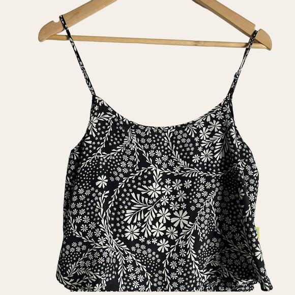 CeCe Black White Floral Print Wide Leg Sleeveless Jumpsuit Size M - Picture 2 of 11